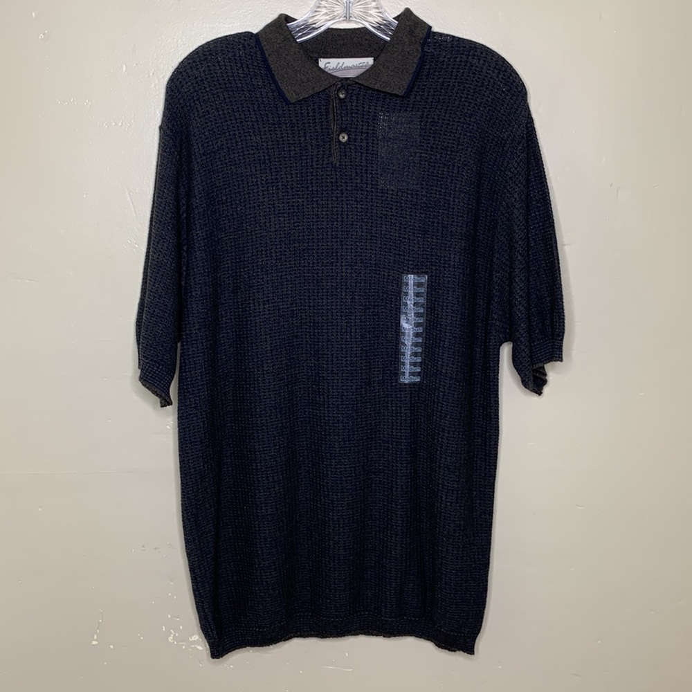 FIELDMASTER Shirt Blue Brown Lightweight Office Businessman Partial Button Med